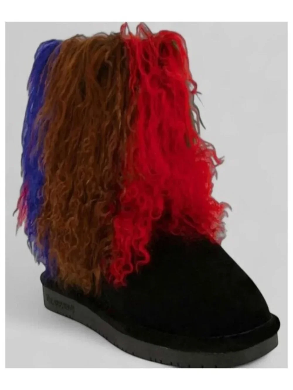 Bearpaw Boo Rasta Tie Dye Shearling Wool Curly Lamb Fur Boho Sherpa Boots 7 NEW